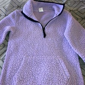 Fuzzy half zip long sleeve shirt